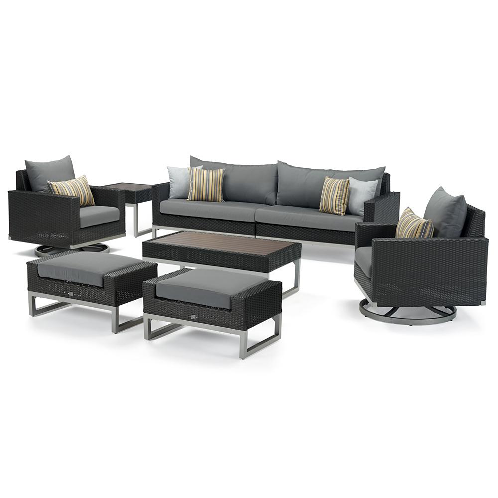 MiloÃ¢Â„Â¢ Espresso 8 Piece Motion Seating Set - Charcoal Gray