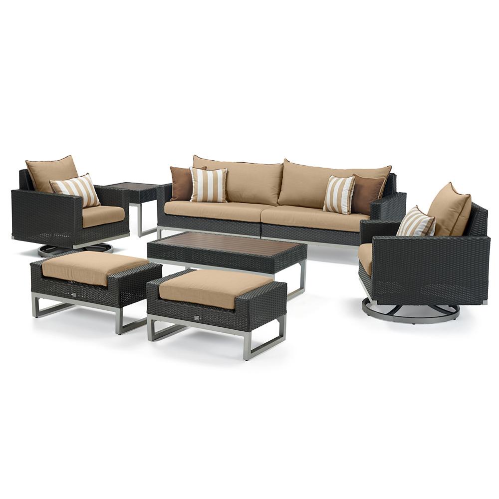 MiloÃ¢Â„Â¢ Espresso 8 Piece Motion Seating Set - Maxim Beige