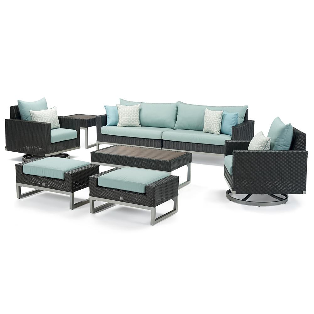 MiloÃ¢Â„Â¢ Espresso 8 Piece Motion Seating Set - Spa Blue