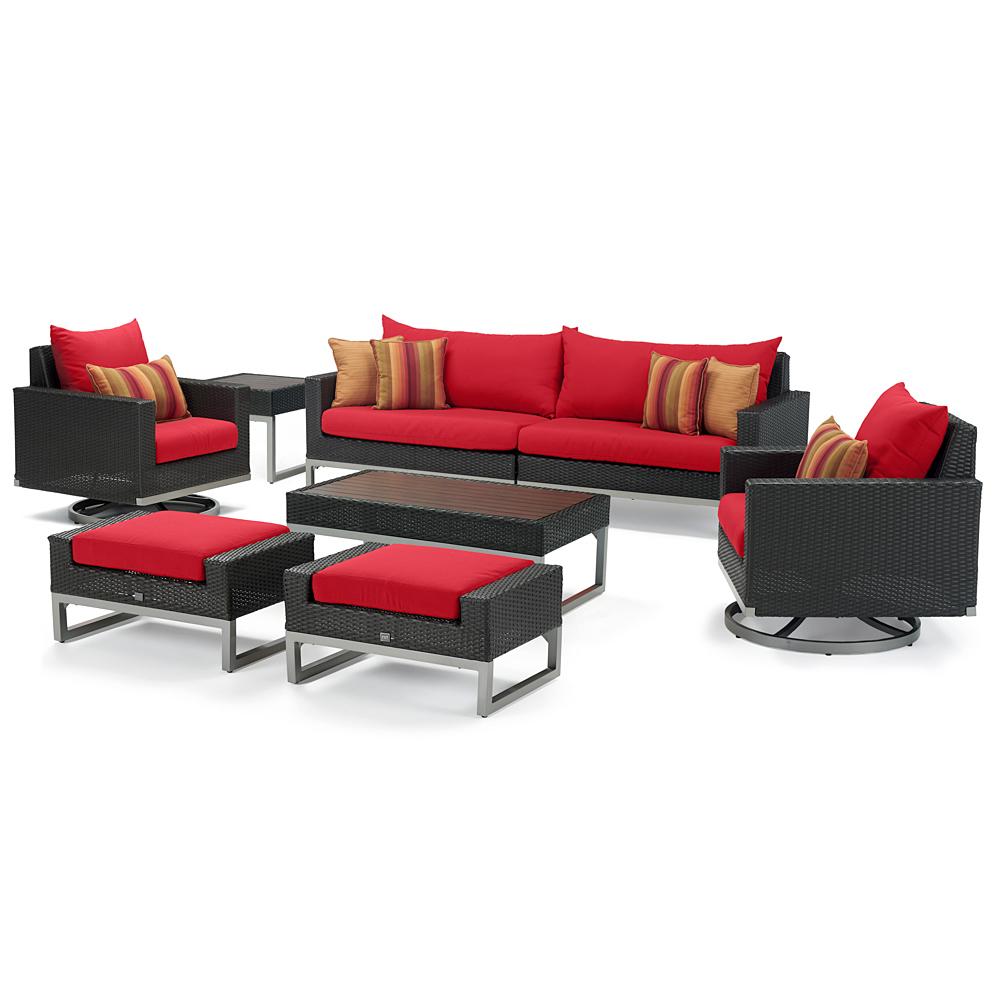 MiloÃ¢Â„Â¢ Espresso 8 Piece Motion Seating Set - Sunset Red