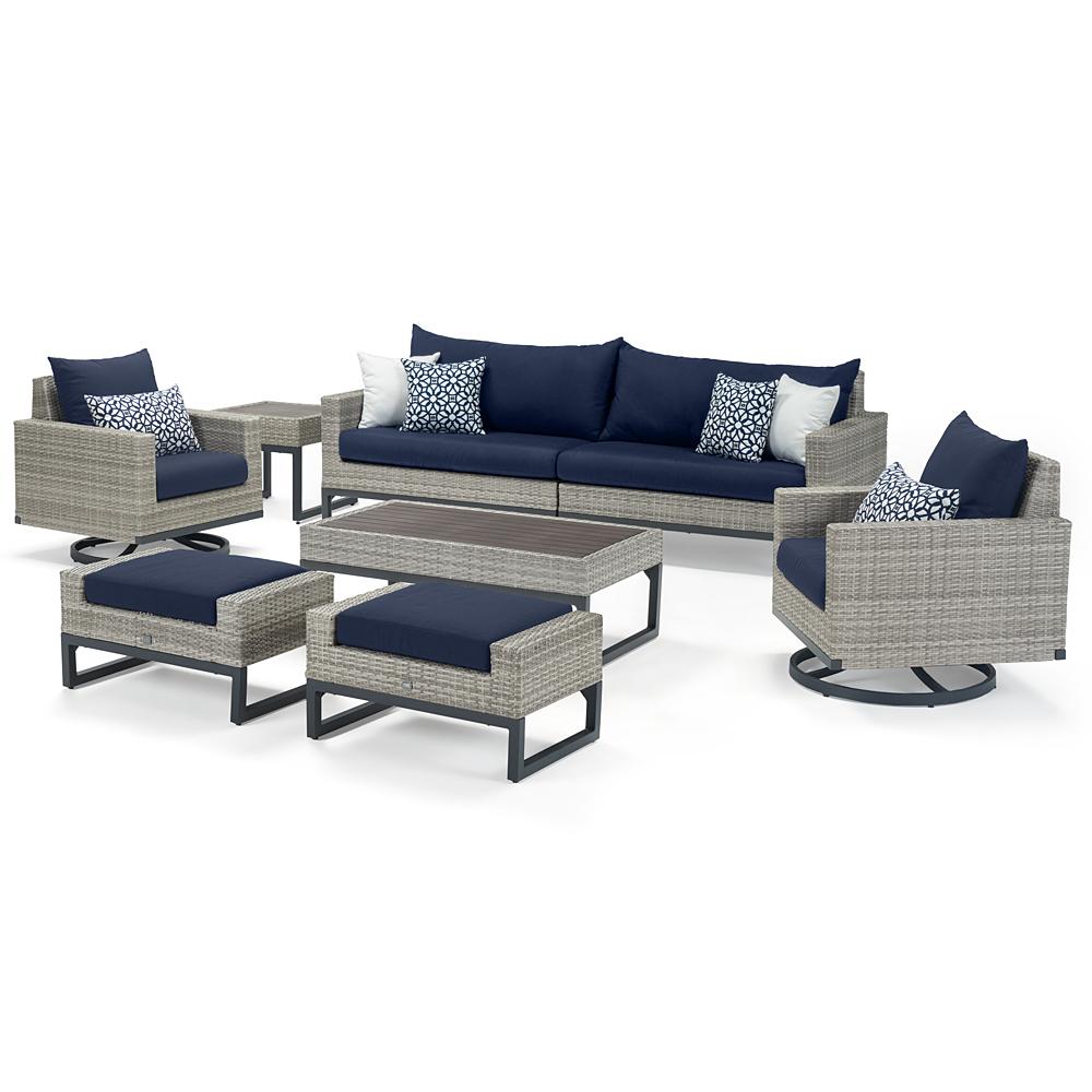 Milo™ Gray 8 Piece Motion Seating Set - Navy Blue