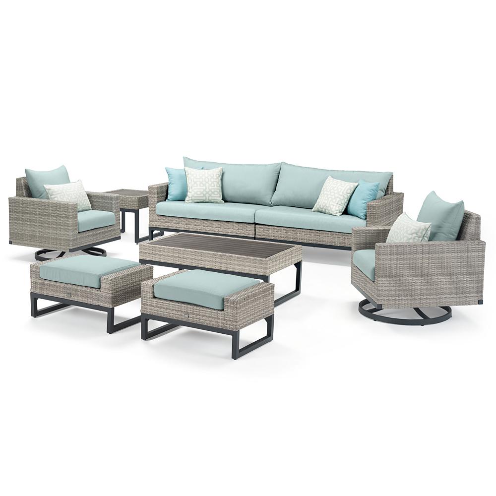 Milo™ Gray 8 Piece Motion Seating Set - Spa Blue