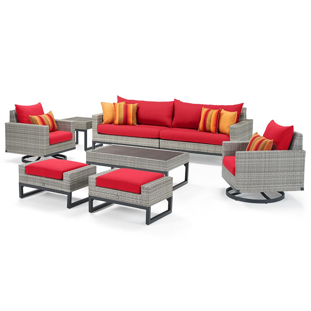 Milo™ Gray 8 Piece Motion Seating Set - Sunset Red