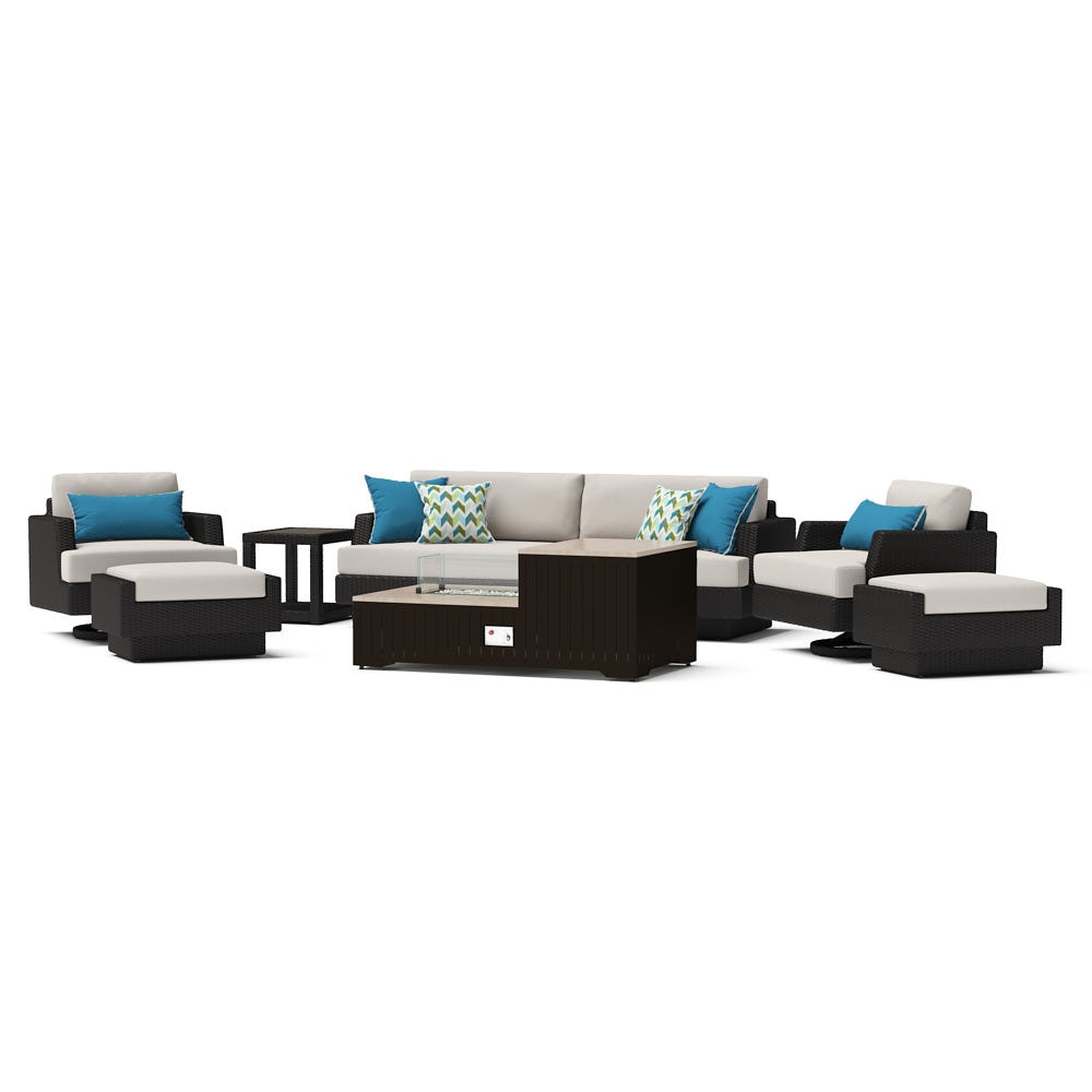 PortofinoÃ‚Â® Comfort 8 Piece SunbrellaÃ‚Â® Outdoor Motion Fire Seating - Dove Gray