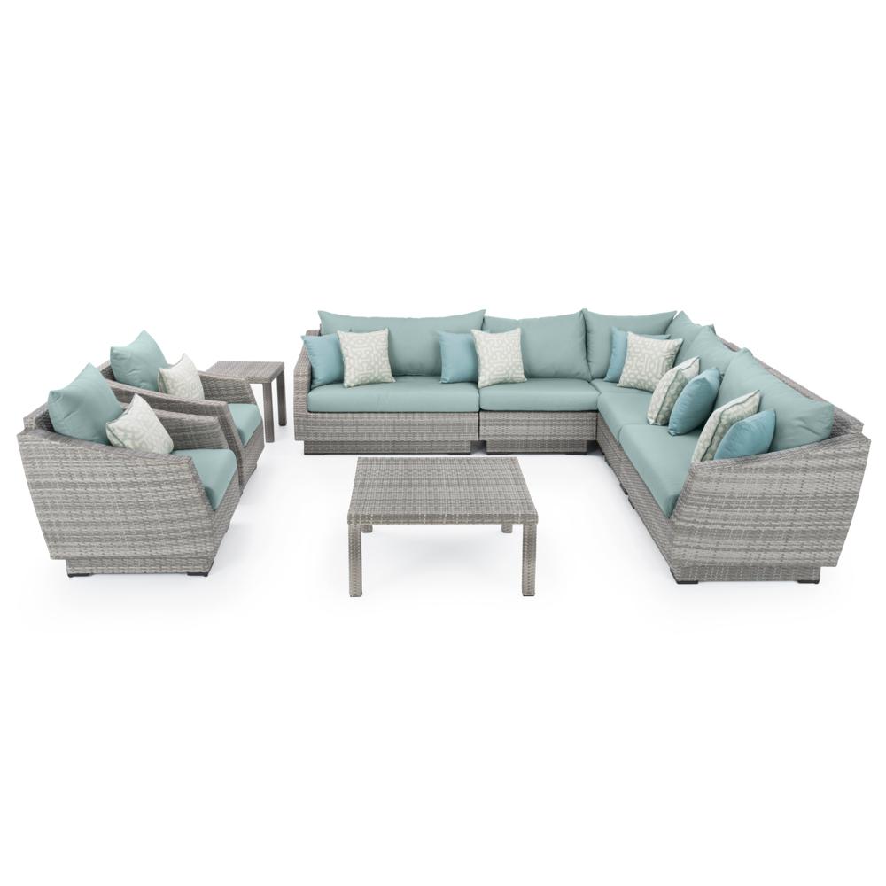 CannesÃ¢Â„Â¢ 9 Piece SunbrellaÃ‚Â® Outdoor Sectional & Table - Spa Blue