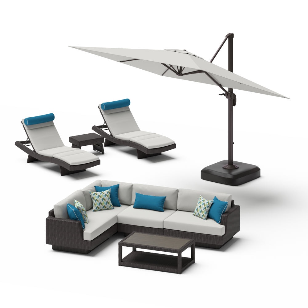 PortofinoÃ‚Â® Comfort 9 Piece SunbrellaÃ‚Â® Outdoor Patio Sectional Seating & Lounge Set With Umbrella - Dove Gray