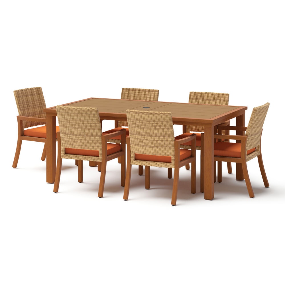 MiliÃ¢Â„Â¢ 7 Piece SunbrellaÃ‚Â® Outdoor Dining Set - Tikka Orange