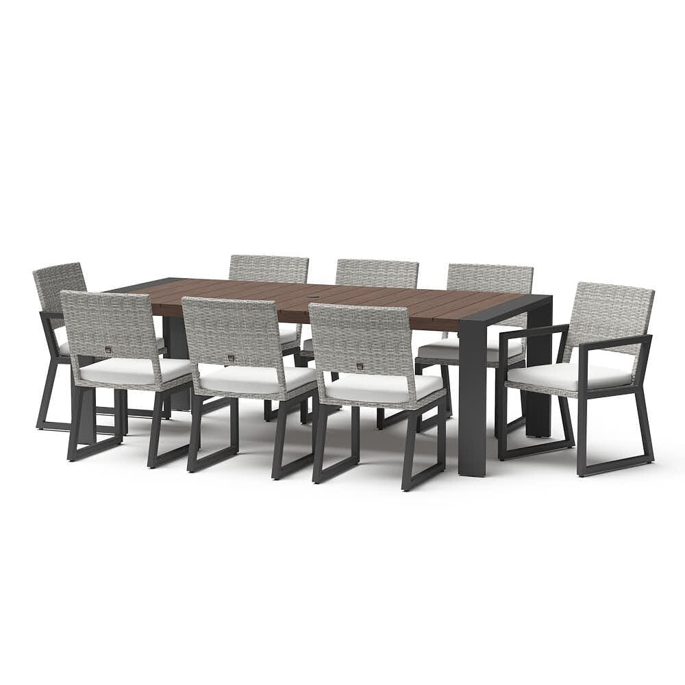 Milo™ Gray 9 Piece Sunbrella® Outdoor Dining Set - Bliss Linen