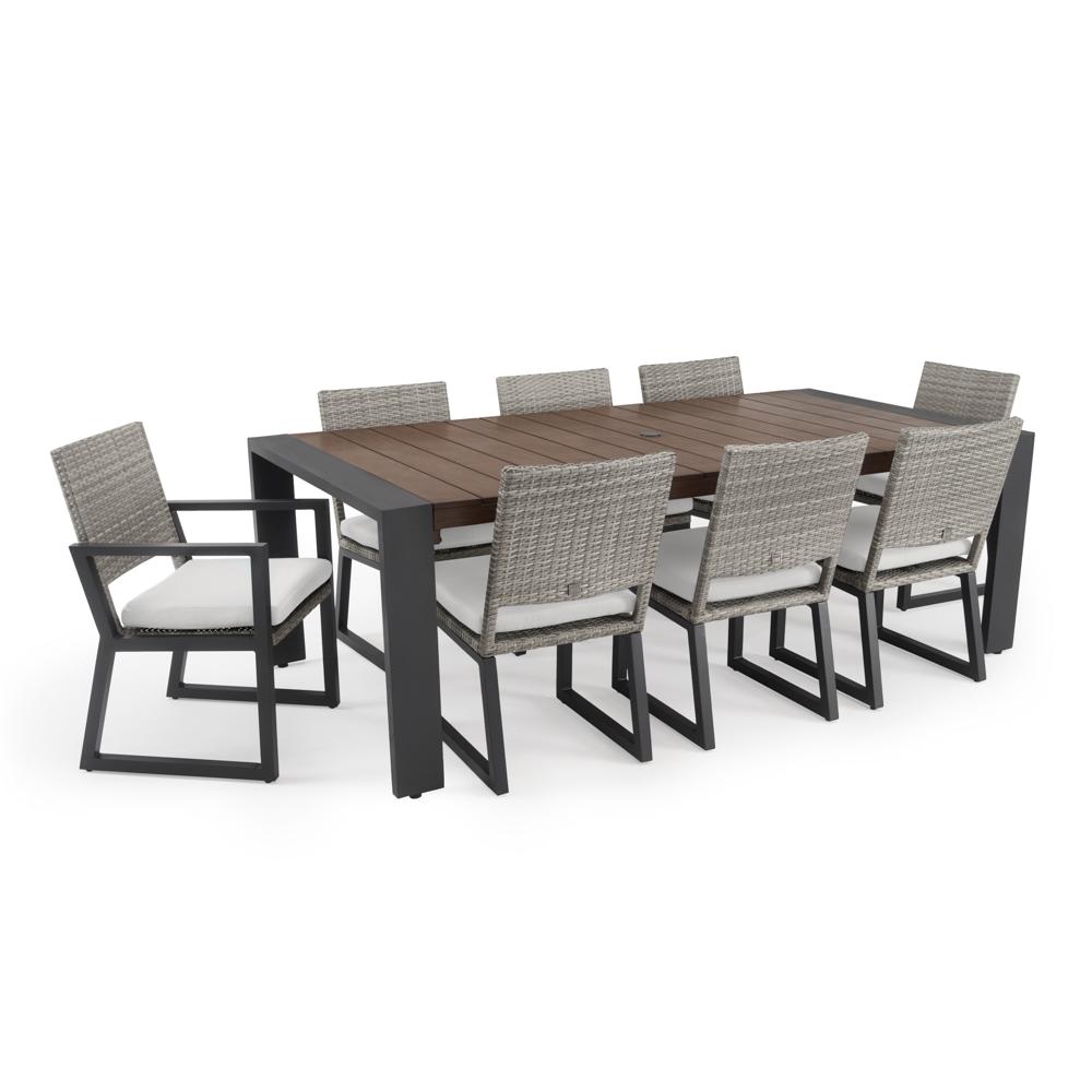 Milo™ Gray 9 Piece Sunbrella® Outdoor Dining Set - Moroccan Cream