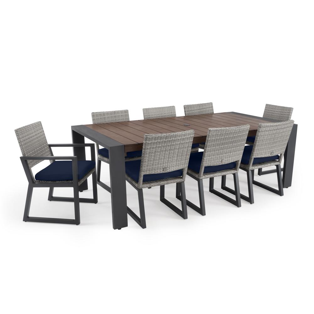 Milo™ Gray 9 Piece Sunbrella® Outdoor Dining Set - Navy Blue