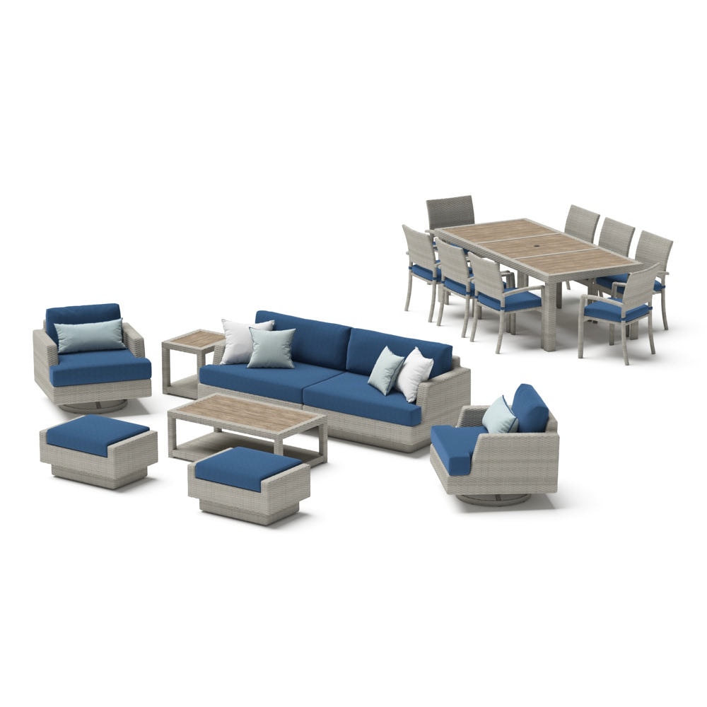 PortofinoÃ‚Â® Comfort 17 Piece SunbrellaÃ‚Â® Outdoor Motion Wood Estate Set - Laguna Blue