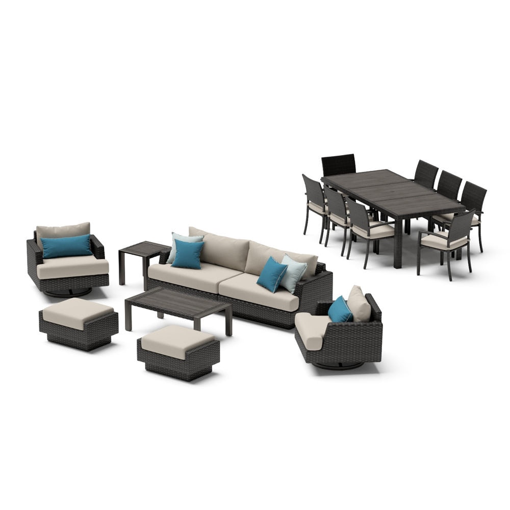 PortofinoÃ‚Â® Repose 17 Piece SunbrellaÃ‚Â® Outdoor Motion Wood Estate Set - Dove Gray