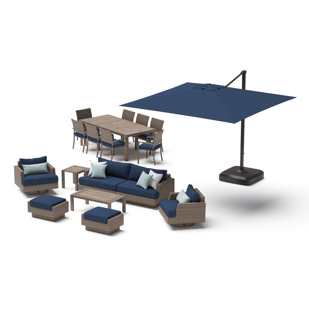 PortofinoÃ‚Â® Repose 18 Piece SunbrellaÃ‚Â® Outdoor Motion Wood Estate Set - Laguna Blue