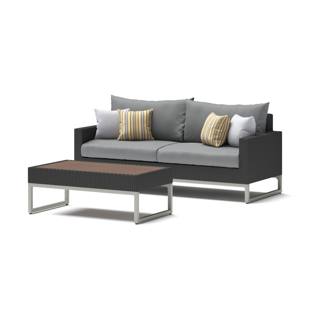 Milo™ Espresso 78in Sofa & Coffee Table Set - Charcoal Gray