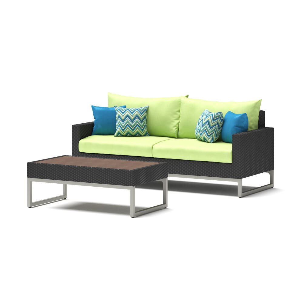 Milo™ Espresso 78in Sofa & Coffee Table Set - Ginkgo Green