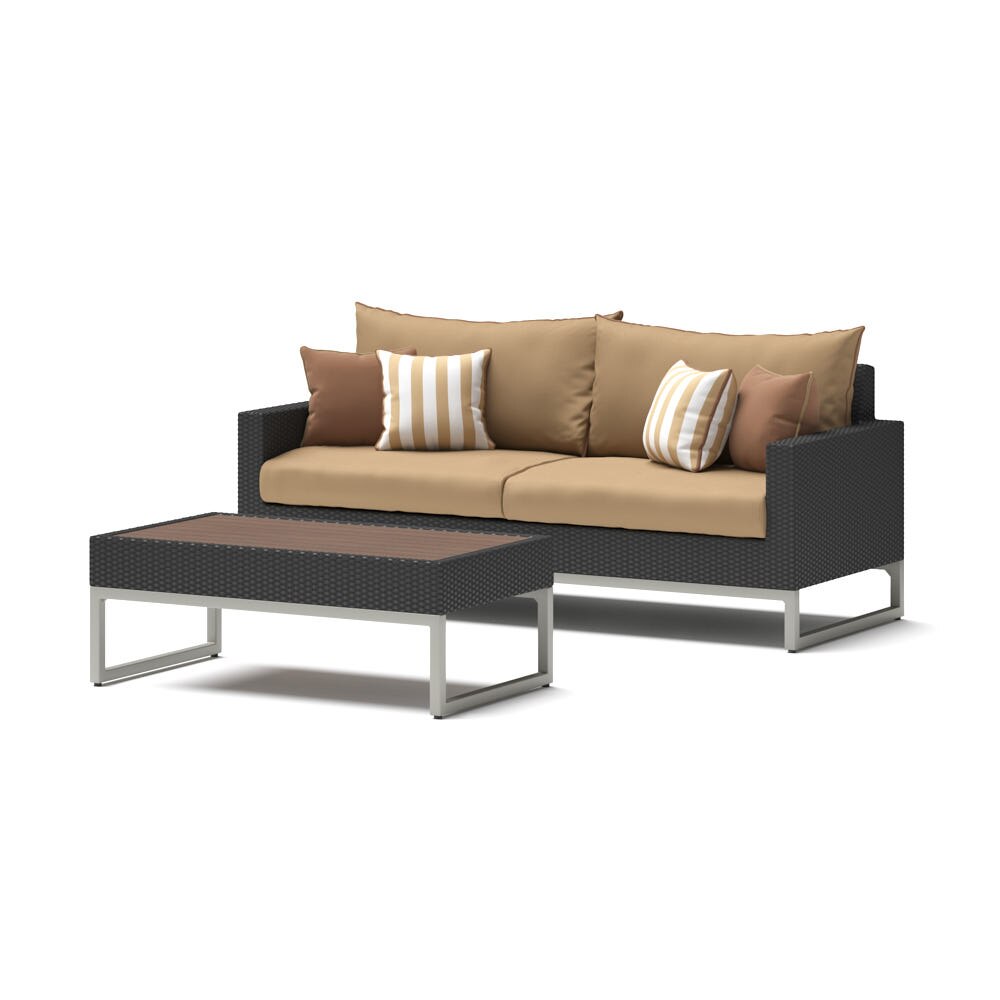 Milo™ Espresso 78in Sofa & Coffee Table Set - Maxim Beige