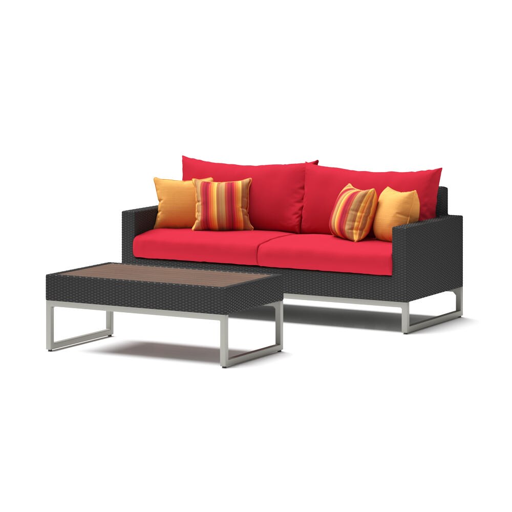 Milo™ Espresso 78in Sofa & Coffee Table Set - Sunset Red