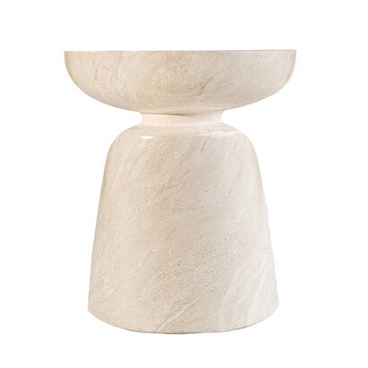 Grover Outdoor Faux Stone Goblet Side Table